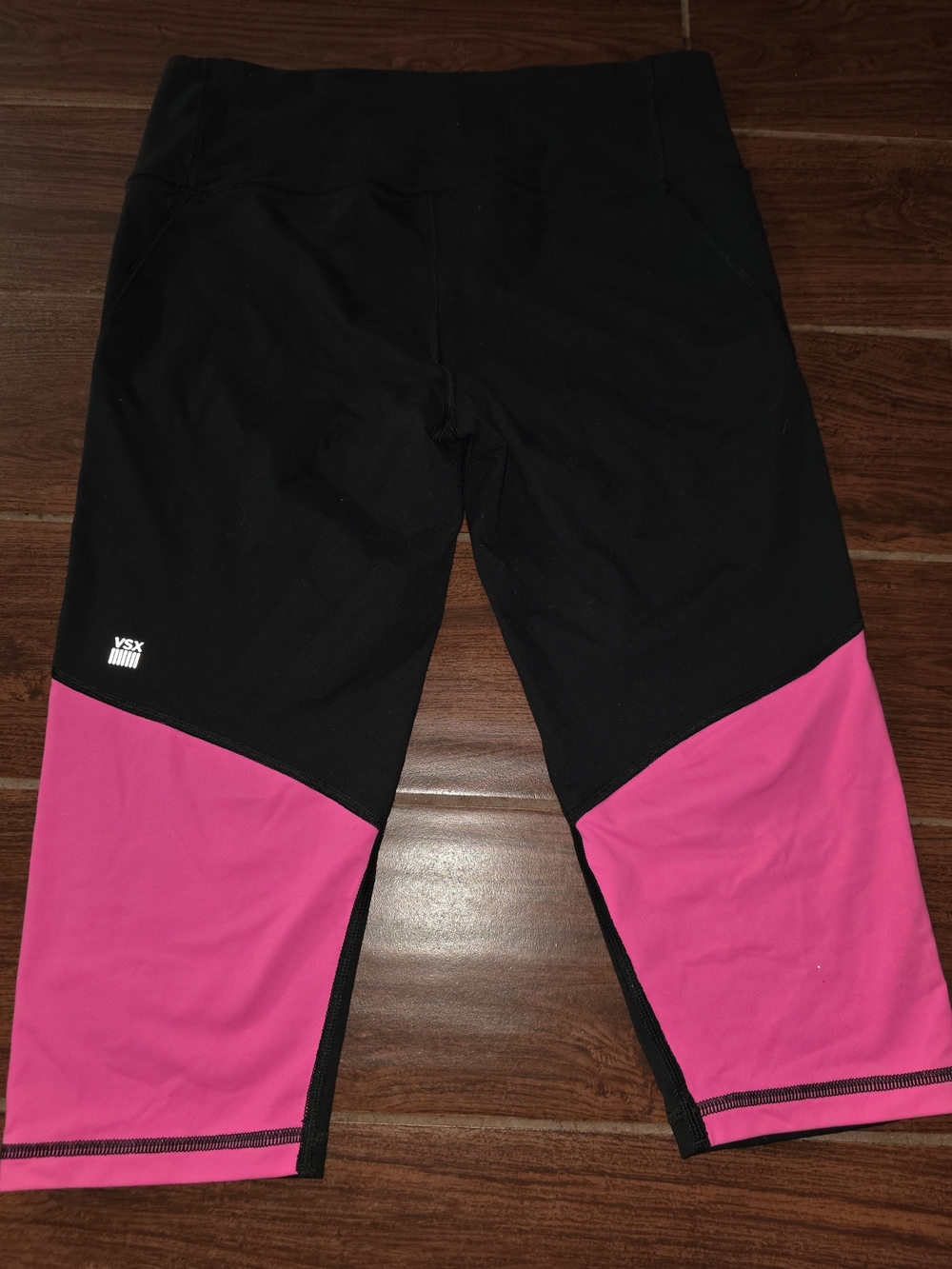 Victoria's Secret Black and Hot Pink Capri Leggings